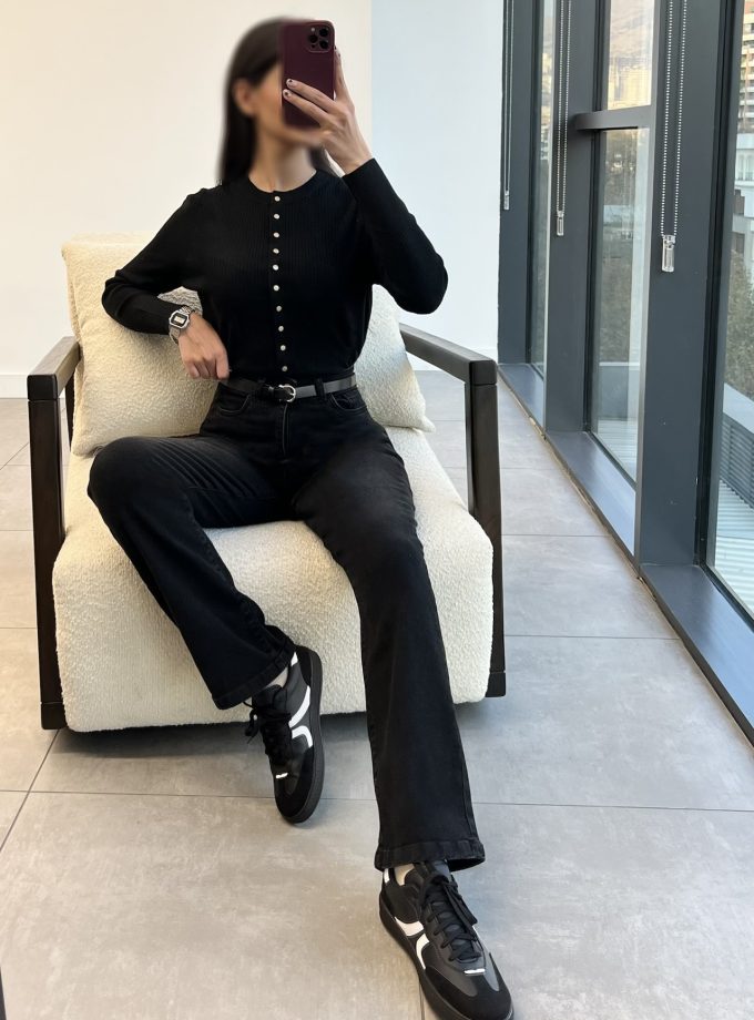 بافت جلودکمه مشکی